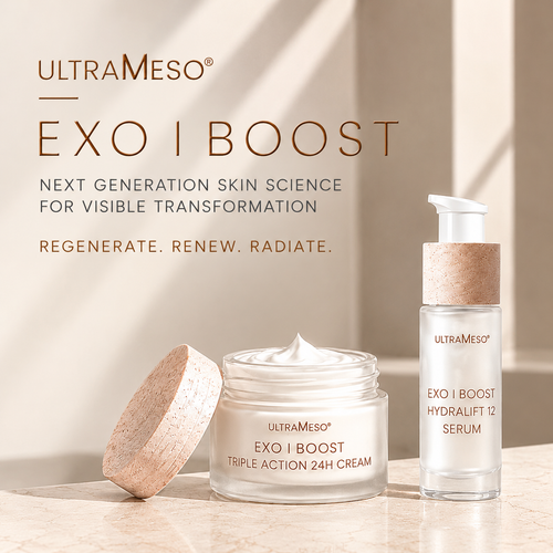 Serum und Gesichtscreme als Symbol für moderne Skin-Longevity-Pflege mit Feuchtigkeit und hochwertigen Wirkstoffen.