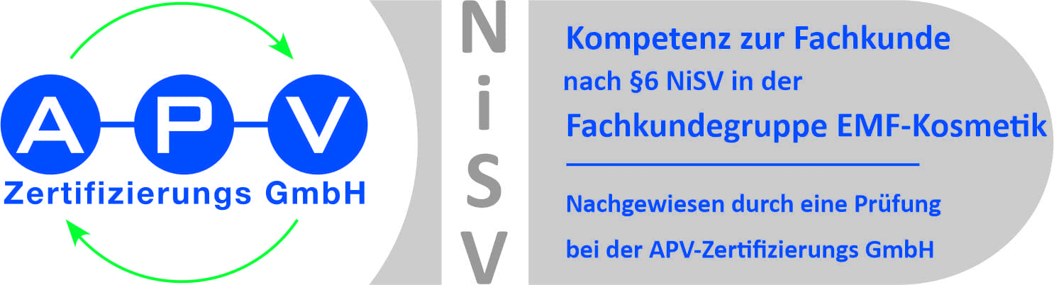 APV Zertifikat Logos NiSV Fachgruppe EMF Kosmetik fuer TN